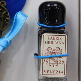 Fabris Giuliana Ornate Brass Blue Feather Calligraphy Pen w/ Ink & Pen Holder alternative image