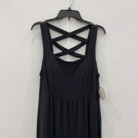 NWT Womens Black Sleeveless Square Neck Built-In Bra Maxi Dress Size XL image number 3