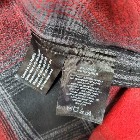 Shaka Wear Streetwear Essentials Red Plaid Button Up Shirt Size XL image number 4