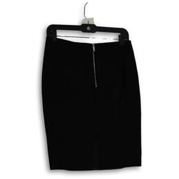 Womens Black Flat Front Elastic Waist Back Zip Straight & Pencil Skirt Sz 6 alternative image