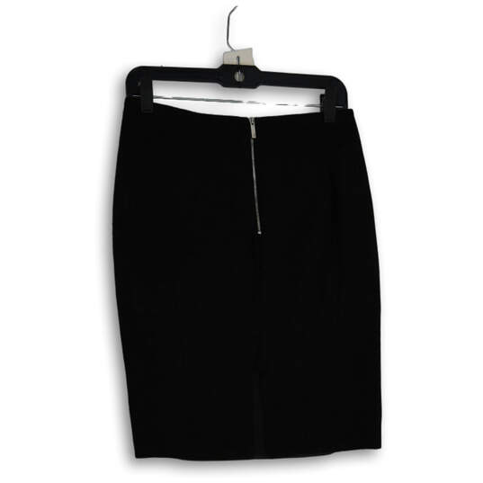 Womens Black Flat Front Elastic Waist Back Zip Straight & Pencil Skirt Sz 6 image number 2