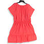 NWT Womens Pink Pleated V-Neck Short Sleeve Short A-Line Dress Size XXL image number 3