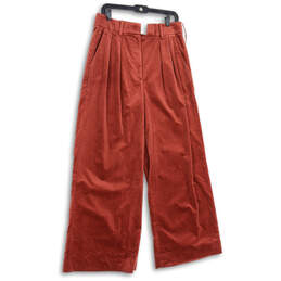NWT Womens Red Slash Pocket Pleated Front Wide Leg Ankle Pants Size 8