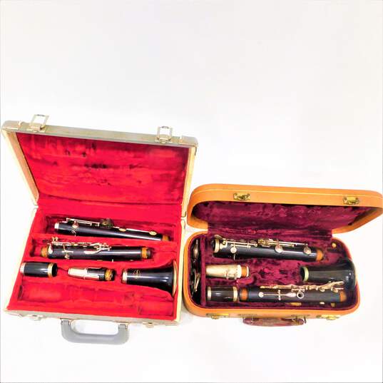 VNTG Hallmark and The Pedler Co. Brand Wooden B Flat Clarinets w/ Cases and Accessories (Set of 2) image number 3