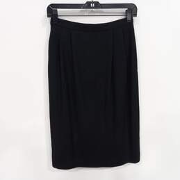 Women's Black Wool Pleated Pencil Skirt Size 8 alternative image