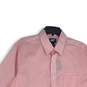 Lands' End Mens Pink White Traditional Fit Long Sleeve Button-Up Shirt Size L image number 3