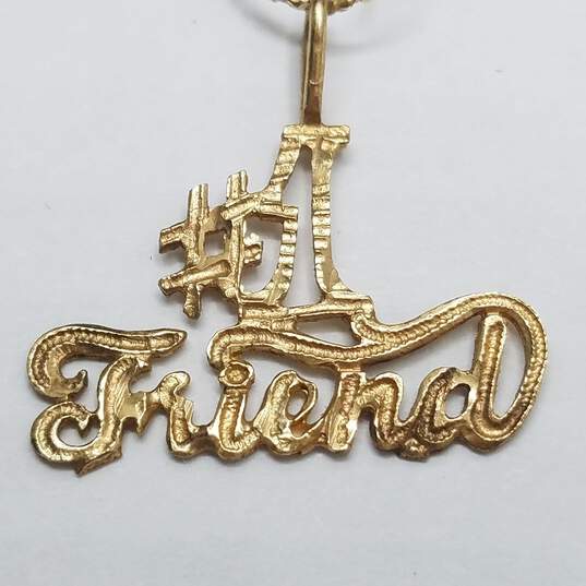 14K Gold #1 Friend Pendant Necklace 1.7g image number 4