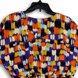 Womens Multicolor Geometric Round Sleeve Dolman Sleeve Blousen Dress Sz 10