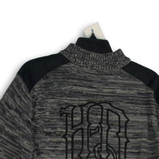 Mens Gray Black Heather Long Sleeve Mock Neck Quarter Zip Sweater Size L image number 4