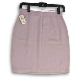 NWT St John By Marie Gray Womens Purple Flat Front Elastic Waist Mini Skirt Sz 2 alternative image