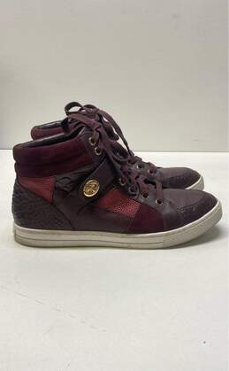 Coach Pembroke Patchwork Suede High Sneakers Burgundy 8.5