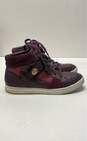 Coach Pembroke Patchwork Suede High Sneakers Burgundy 8.5 image number 1