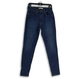 Womens Blue 5 Pockets Design Dark Wash Denim Skinny Jeans Size 30