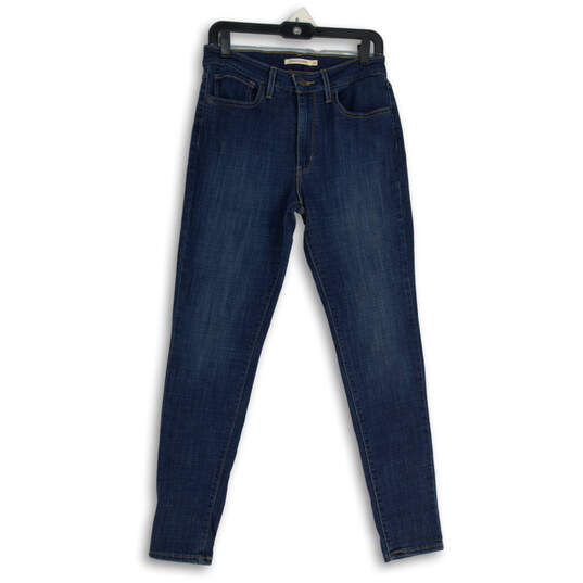 Womens Blue 5 Pockets Design Dark Wash Denim Skinny Jeans Size 30 image number 1