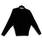 Womens Black Knitted V-Neck Long Sleeve Pullover Sweater Size Medium image number 1