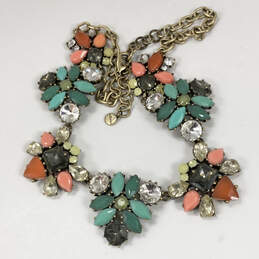 Designer Stella & Dot Multicolor Floral Shape Rhinestone Statement Necklace