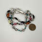 Designer Lucky Brand Sliver-Tone Three Layer Multicolor Beaded Bracelet image number 1