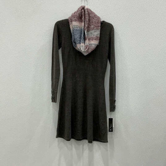 Womens Gray Long Sleeve Crew Neck Pullover Sweater Dress Size S With Scarf image number 1