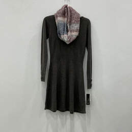 Womens Gray Long Sleeve Crew Neck Pullover Sweater Dress Size S With Scarf