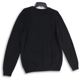 Mens Black Tight-Knit V-Neck Long Sleeve Pullover Sweater Size Large alternative image