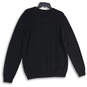 Mens Black Tight-Knit V-Neck Long Sleeve Pullover Sweater Size Large image number 2