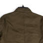 Mens Brown Leather Long Sleeve Stand Collar Full-Zip Jacket Size Small image number 4