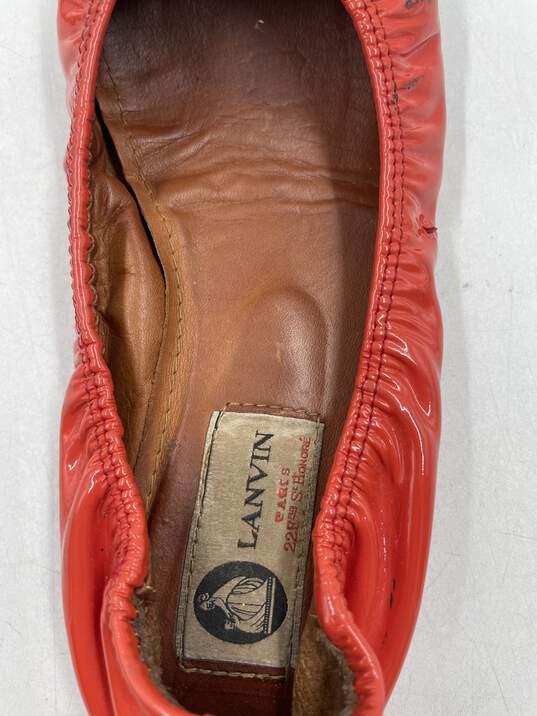 Lanvin Patent Orange Ballet Flats W 7 COA image number 8