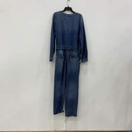 NWT Womens Blue V-Neck Long Sleeve Belted One-Piece Jumpsuit Size 18 alternative image