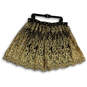 Womens Brown Lace Floral Pleated Elastic Waist Short A-Line Skirt Size L image number 2