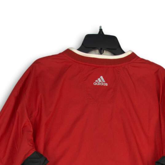 NWT Adidas Mens Red Colorblock V-Neck Wind ClimaProof Pullover T-Shirt Size XL image number 4