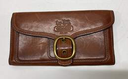 COACH Brown Leather Buckle Flap Bifold Envelope Card Wallet