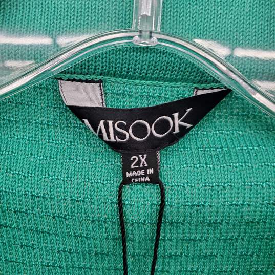 Misook Green Knit Long Sleeve Jacket WM Size 2X NWT image number 3