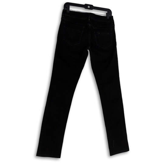 Womens Black Denim Dark Wash Pockets Stretch Skinny Leg Jeans Size 4 image number 2