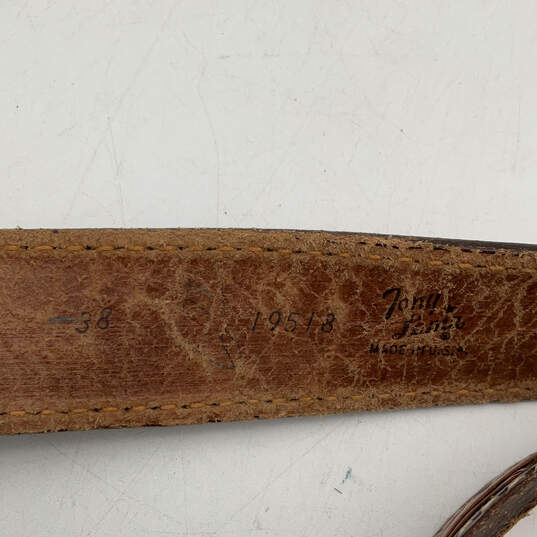 Mens 19518 Brown Leather Adjustable Buckle Western Waist Belt Size 38 image number 4