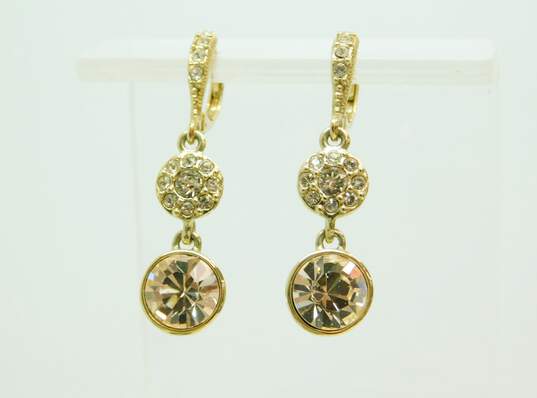 Designer Givenchy Gold Tone & Rhinestone Drop Earrings 5.9g image number 6