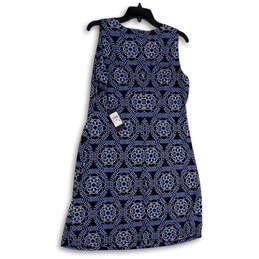 NWT Womens Blue Floral Sleeveless Crew Neck Knee Length Sheath Dress Sz 10 alternative image