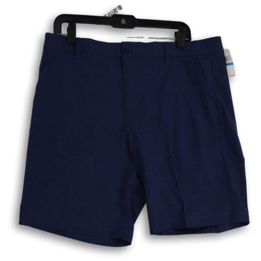NWT Mens Blue Flat Front Pockets Stretch Athletic Chino Shorts Size 36W image number 1