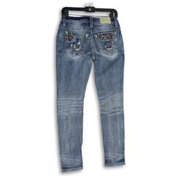 Womens Blue Denim Embroidered Medium Wash 5-Pocket Design Skinny Jeans Size 26 alternative image