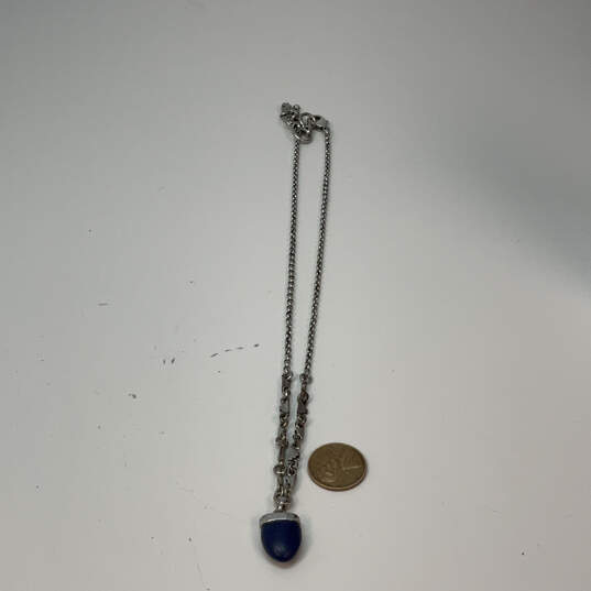 Designer Lucky Brand Silver-Tone Chain Lobster Clasp Blue Pendant Necklace image number 2