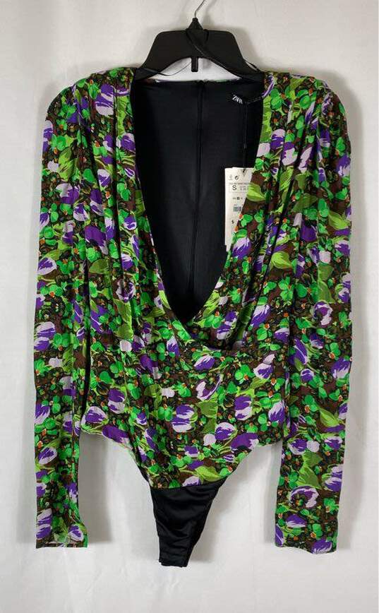 ZARA Green Floral Blouse - Size Small image number 1