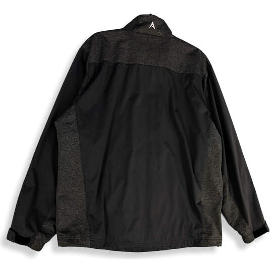 Mens Gray Long Sleeve Mock Neck Pockets Full-Zip Windbreaker Jacket Size XL image number 2