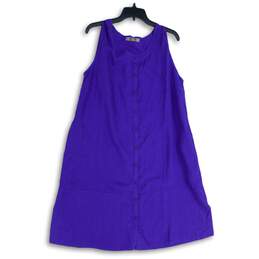 NWT Flax Womens Purple Sleeveless Button Front Shift Dress Size Medium