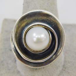 Silpada Israel Sterling Silver White Pearl Lily Ring 12.4g alternative image