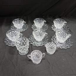 15 Pc. Set of Glass Tea Cups & Saucers w/ Sugar & Creamer Dishes