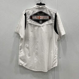 Mens White Short Sleeve Front Pockets Spread Collar Button-Up Shirt Size L alternative image