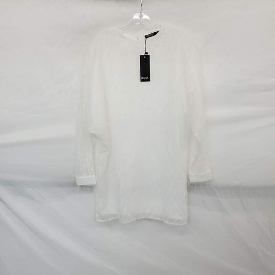 Nasty Gal White Bridal Fine Fringe Batwing Mini Dress WM Size 0 NWT image number 1