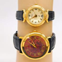 Vintage Fossil Pyramid Crystal Leather Band Gold Tone Accent Watches 52.3g alternative image