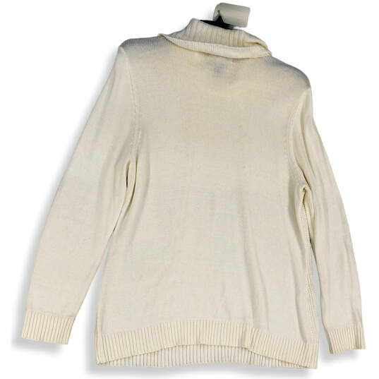 Womens White Cable Knit Turtleneck Long Sleeve Pullover Sweater Size XXL image number 2