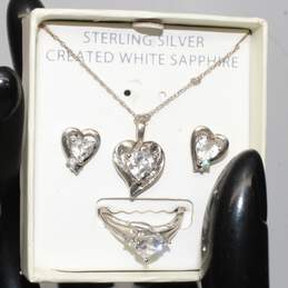 Sterling Silver White Sapphire Jewelry Set w/Box - 5.74g