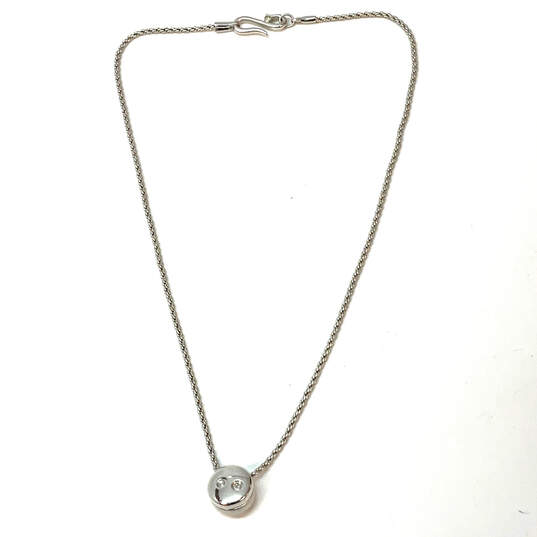 Designer Swarovski Silver-Tone Rope Chain Crystal Stone Pendant Necklace image number 2